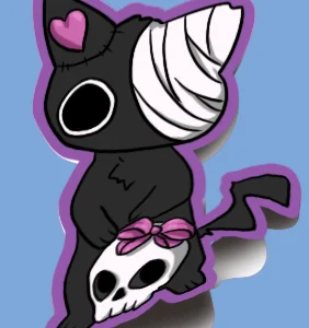 Sticker Black Cat Skull Kitten Sticker